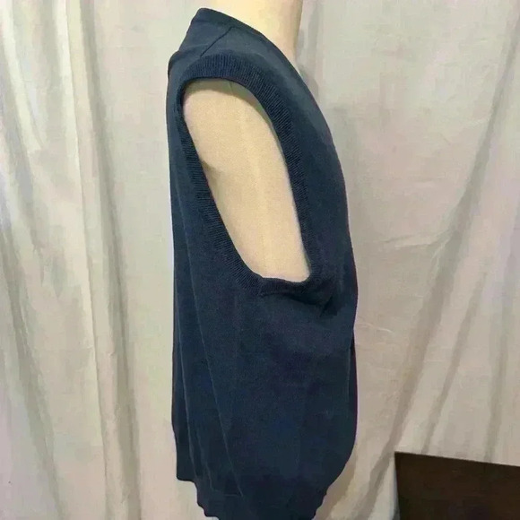 Haggar Men’s Size Large Blue Vest. Cotton Blend. V-neck. - Picture 2 of 6